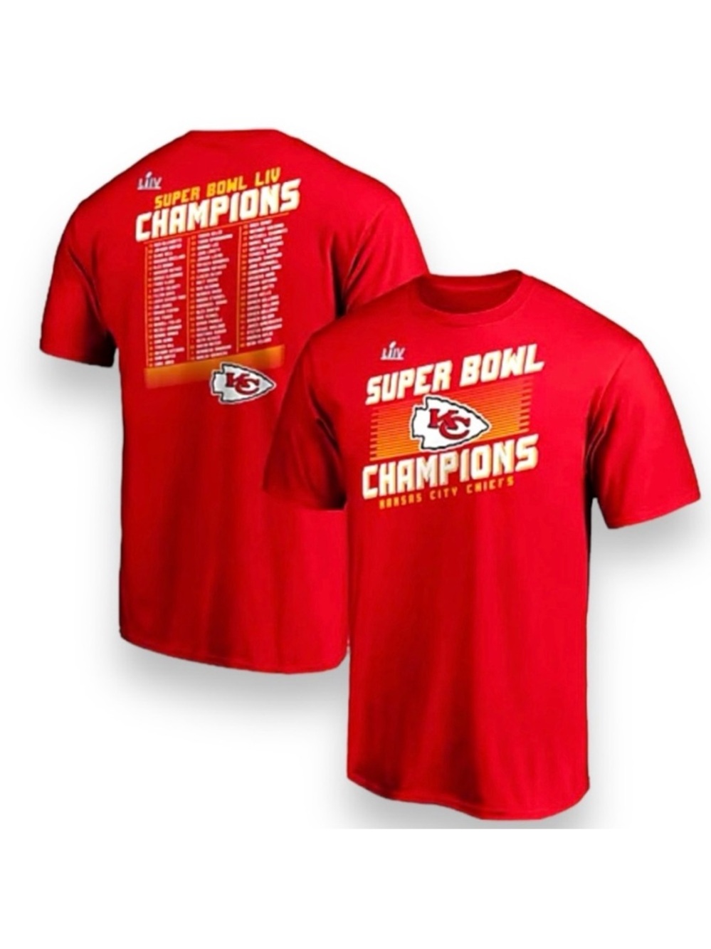NWT NFL Kansas City Chiefs Super Bowl LIV Champions Roster T-Shirt 4XL